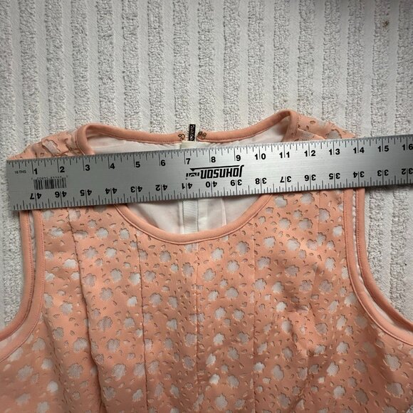 Calvin Klein Women's Floral Cut Out Print Fit & Flare Mini Dress Coral Orange 12 - Picture 6 of 12